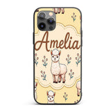 Cute Alpaca Llama Farm Animals Floral Seamless Custom Name Protective Phone Case Mobile Cover Durable Everyday Smartphone Shock Resistant