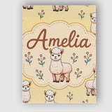 Personalised Name Cute Alpaca Llama Farm Custom  Unique Gift Idea Elegant Feature Canvas Wall Art Print Decor Picture Ready to Hang