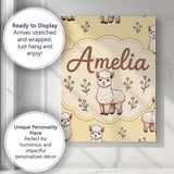 Personalised Name Cute Alpaca Llama Farm Custom  Unique Gift Idea Elegant Feature Canvas Wall Art Print Decor Picture Ready to Hang