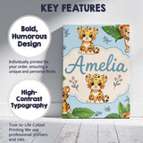 Personalised Name Cute Jungle Animals Lion Custom  Unique Gift Idea Elegant Feature Canvas Wall Art Print Decor Picture Ready to Hang