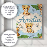 Personalised Name Cute Jungle Animals Lion Custom  Unique Gift Idea Elegant Feature Canvas Wall Art Print Decor Picture Ready to Hang
