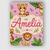 Personalised Name Cute Jungle Animals Lion Custom  Unique Gift Idea Elegant Feature Canvas Wall Art Print Decor Picture Ready to Hang