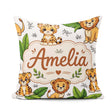 Custom Name Jungle Animals Lion Tiger Tropical Leaves Light Grey Square Filled Cushion Throw Pillow Sofa Bed Home Decor Zip Washable UK Made