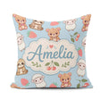 Custom Name Baby Animals Bear Sheep Sloth Strawberry Cherry Blue Square Filled Cushion Throw Pillow Sofa Bed Home Decor Zip Washable UK Made