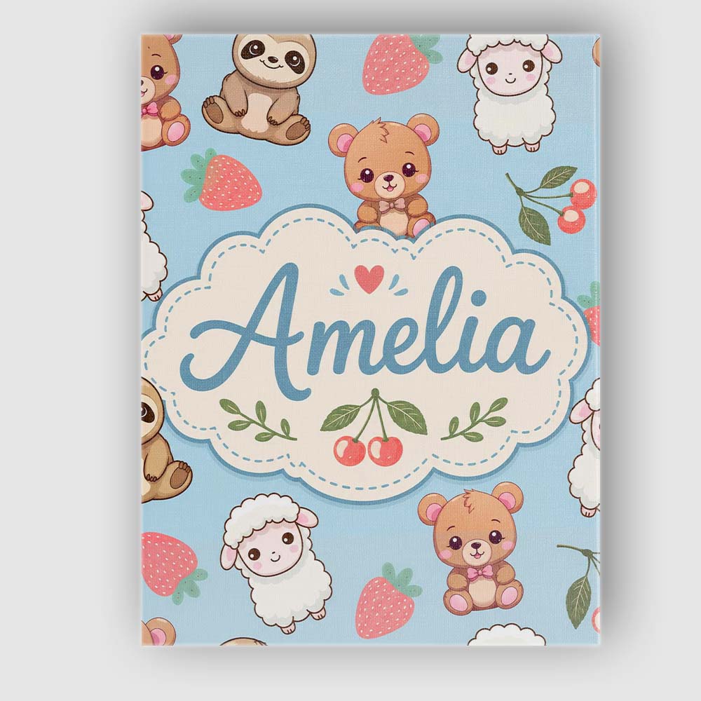 Personalised Name Cute Baby Animals Custom  Stylish Home Interior Elegant Feature Canvas Wall Art Print Decor Picture Ready to Hang