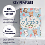 Personalised Name Cute Baby Animals Custom  Stylish Home Interior Elegant Feature Canvas Wall Art Print Decor Picture Ready to Hang