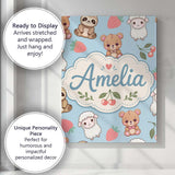 Personalised Name Cute Baby Animals Custom  Stylish Home Interior Elegant Feature Canvas Wall Art Print Decor Picture Ready to Hang