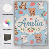 Personalised Name Cute Baby Animals Custom  Stylish Home Interior Elegant Feature Canvas Wall Art Print Decor Picture Ready to Hang