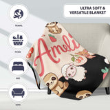 Cute Cute Baby Animals Bear Sheep Sloth Strawberry Cherry Black  Personalised Custom Name Super Soft Fleece Blanket Bed Sofa Throw