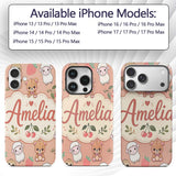 Cute Baby Animals Bear Sheep Sloth Strawberry Custom Name Protective Phone Case Mobile Cover Durable Everyday Smartphone Shock Resistant