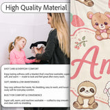 Cute Cute Baby Animals Bear Sheep Sloth Strawberry Cherry Cream  Personalised Custom Name Super Soft Fleece Blanket Bed Sofa Throw