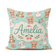 Custom Name Baby Animals Bear Sheep Sloth Strawberry Cherry Mint Square Filled Cushion Throw Pillow Sofa Bed Home Decor Zip Washable UK Made