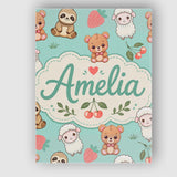 Personalised Name Cute Baby Animals Custom  Stylish Home Interior Elegant Feature Canvas Wall Art Print Decor Picture Ready to Hang