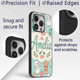 Cute Baby Animals Bear Sheep Sloth Strawberry Custom Name Protective Phone Case Mobile Cover Durable Everyday Smartphone Shock Resistant