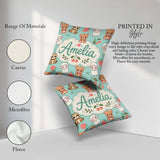 Custom Name Baby Animals Bear Sheep Sloth Strawberry Cherry Mint Square Filled Cushion Throw Pillow Sofa Bed Home Decor Zip Washable UK Made