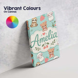 Personalised Name Cute Baby Animals Custom  Stylish Home Interior Elegant Feature Canvas Wall Art Print Decor Picture Ready to Hang