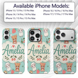Cute Baby Animals Bear Sheep Sloth Strawberry Custom Name Protective Phone Case Mobile Cover Durable Everyday Smartphone Shock Resistant