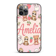 Cute Baby Animals Bear Sheep Sloth Strawberry Custom Name Protective Phone Case Mobile Cover Durable Everyday Smartphone Shock Resistant