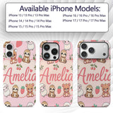 Cute Baby Animals Bear Sheep Sloth Strawberry Custom Name Protective Phone Case Mobile Cover Durable Everyday Smartphone Shock Resistant