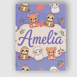 Personalised Name Cute Baby Animals Bear Custom  Unique Gift Idea Elegant Feature Canvas Wall Art Print Decor Picture Ready to Hang