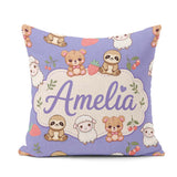 Custom Name Cute Baby Animals Bear Sheep Sloth Strawberry Cherry Square Filled Cushion Throw Pillow Sofa Bed Home Decor Zip Washable UK Made