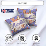 Custom Name Cute Baby Animals Bear Sheep Sloth Strawberry Cherry Square Filled Cushion Throw Pillow Sofa Bed Home Decor Zip Washable UK Made