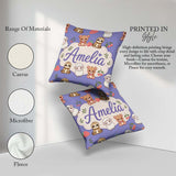 Custom Name Cute Baby Animals Bear Sheep Sloth Strawberry Cherry Square Filled Cushion Throw Pillow Sofa Bed Home Decor Zip Washable UK Made