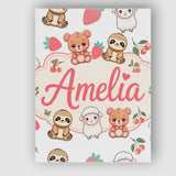 Personalised Name Cute Baby Animals Bear Custom  Unique Gift Idea Elegant Feature Canvas Wall Art Print Decor Picture Ready to Hang