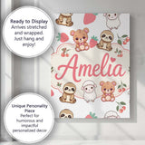 Personalised Name Cute Baby Animals Bear Custom  Unique Gift Idea Elegant Feature Canvas Wall Art Print Decor Picture Ready to Hang