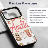Cute Baby Animals Bear Sheep Sloth Strawberry Custom Name Protective Phone Case Mobile Cover Durable Everyday Smartphone Shock Resistant