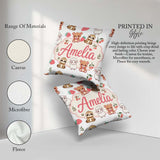 Custom Name Cute Baby Animals Bear Sheep Sloth Cherry Light Grey Square Filled Cushion Throw Pillow Sofa Bed Home Decor Zip Washable UK Made