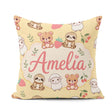 Custom Name Cute Baby Animals Bear Sheep Sloth Strawberry Cherry Square Filled Cushion Throw Pillow Sofa Bed Home Decor Zip Washable UK Made