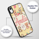 Cute Baby Animals Bear Sheep Sloth Strawberry Custom Name Protective Phone Case Mobile Cover Durable Everyday Smartphone Shock Resistant