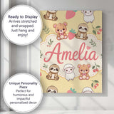 Personalised Name Cute Baby Animals Bear Custom  Unique Gift Idea Elegant Feature Canvas Wall Art Print Decor Picture Ready to Hang