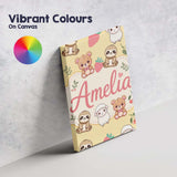 Personalised Name Cute Baby Animals Bear Custom  Unique Gift Idea Elegant Feature Canvas Wall Art Print Decor Picture Ready to Hang