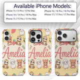 Cute Baby Animals Bear Sheep Sloth Strawberry Custom Name Protective Phone Case Mobile Cover Durable Everyday Smartphone Shock Resistant