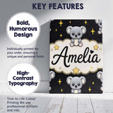 Personalised Name Cute Koala Bears with Custom  Modern Room Accent Elegant Feature Canvas Wall Art Print Decor Picture Ready to Hang