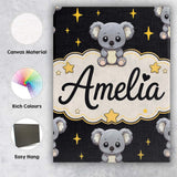 Personalised Name Cute Koala Bears with Custom  Modern Room Accent Elegant Feature Canvas Wall Art Print Decor Picture Ready to Hang
