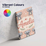 Personalised Name Cute Koala Bears with Custom  Modern Room Accent Elegant Feature Canvas Wall Art Print Decor Picture Ready to Hang