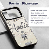 Cute Koala Bears with Stars Beige Background Custom Name Protective Phone Case Mobile Cover Durable Everyday Smartphone Shock Resistant