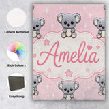 Personalised Name Cute Koala Bears with Custom  Modern Room Accent Elegant Feature Canvas Wall Art Print Decor Picture Ready to Hang