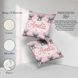 Custom Name Koala Bears with Stars Soft Pink Background Seamless Square Filled Cushion Throw Pillow Sofa Bed Home Decor Zip Washable UK Made