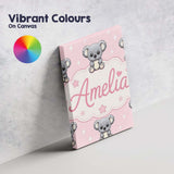 Personalised Name Cute Koala Bears with Custom  Modern Room Accent Elegant Feature Canvas Wall Art Print Decor Picture Ready to Hang