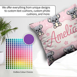 Custom Name Koala Bears with Stars Soft Pink Background Seamless Square Filled Cushion Throw Pillow Sofa Bed Home Decor Zip Washable UK Made