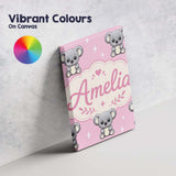 Personalised Name Cute Koala Bears with Custom  Modern Room Accent Elegant Feature Canvas Wall Art Print Decor Picture Ready to Hang
