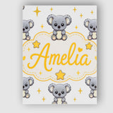 Personalised Name Cute Koala Bears with Custom  Modern Room Accent Elegant Feature Canvas Wall Art Print Decor Picture Ready to Hang