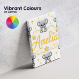 Personalised Name Cute Koala Bears with Custom  Modern Room Accent Elegant Feature Canvas Wall Art Print Decor Picture Ready to Hang