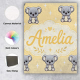 Personalised Name Cute Koala Bears with Custom  Modern Room Accent Elegant Feature Canvas Wall Art Print Decor Picture Ready to Hang