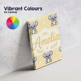 Personalised Name Cute Koala Bears with Custom  Modern Room Accent Elegant Feature Canvas Wall Art Print Decor Picture Ready to Hang