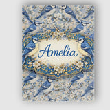 Personalised Name Blue Jay Bird Blossom Floral Seamless Pattern Soft Custom  Home Canvas Wall Art Print Decor Picture Ready to Hang